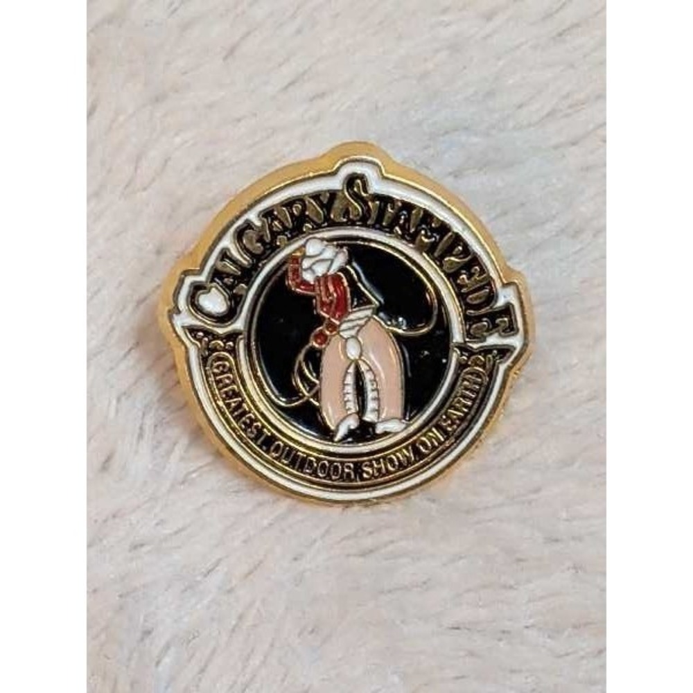 Vintage Calgary Stampede Enamel Lapel Pin Cowboy Rodeo Western Souvenir